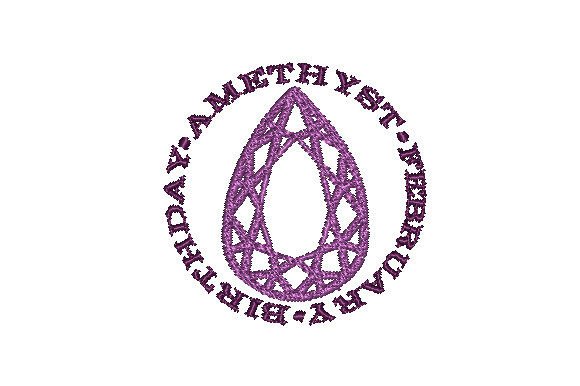 Amethyst Faceted Pear February Birthday Embroidery Design Review