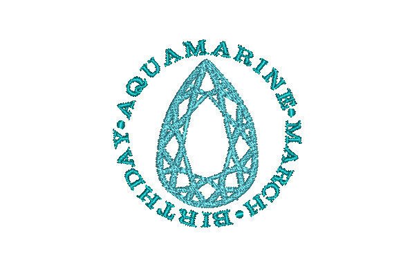 Aquamarine Faceted Pear March Birthday Embroidery Design Review