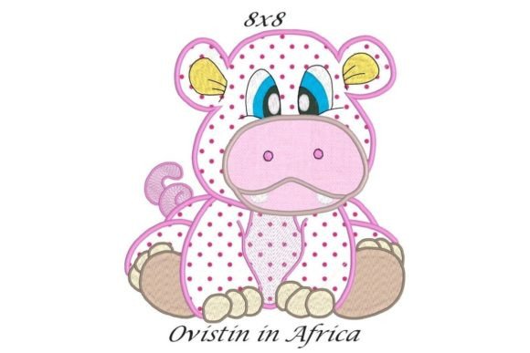 Cute Hippo Applique: A Charming Addition for Embroidery Sellers