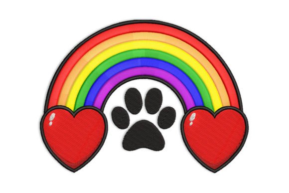 Rainbow Bridge with Hearts: A Whimsical Seasonal Embroidery Design
