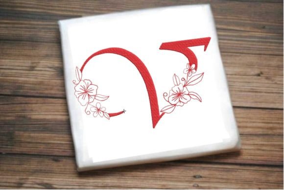 V Floral Monogram Letter: A Standout Embroidery Design for Craft Fairs